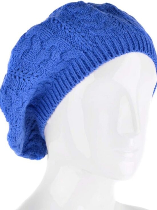 Women\'s Crochet Knitted Style Beanie Slouchy Hat Blue